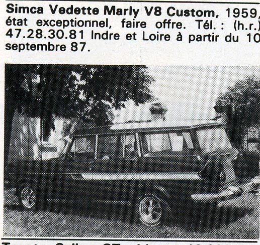 une annonce de vente de ma Marly dans les années 80
